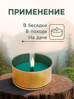 Цена за 2 шт. Ароматическая свеча уличная антимоскитная, 10?4.5 см, 120 г, 6 ч, хвоя, зелёный