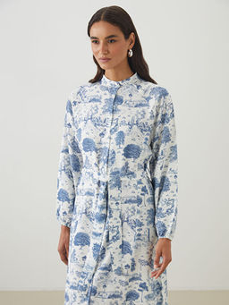 Hakim Yaka Desenli Modal Kar???ml? Elbise