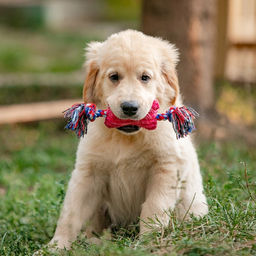 Игрушка мягкая для собак Особая кость на канате, с пищалкой, 25 см, микс цветов - Пижон фото 7