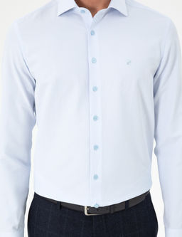 A__k Mavi Slim Fit Uzun Kollu G_mlek