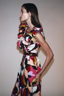 PRINTED POPLIN MIDI DRESS - Zara фото 7