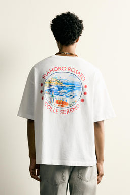 CAMISETA RELAXED FIT ESTAMPADOS CONTRASTE / Blanco roto - Zara фото 3