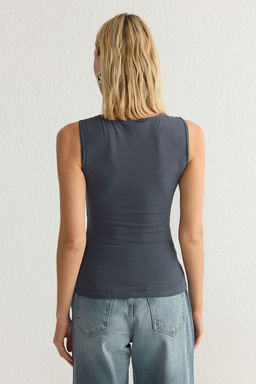 TRENDYOLMILLA Ekru Kare Yaka S?f?r Kol Pamuklu Esnek Fitted/Vucuda Oturan Orme Atlet TWOSS24AL00013 фото 5