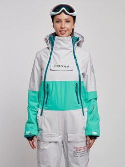 Горнолыжный комбинезон женский зимний зеленого цвета 2320Z