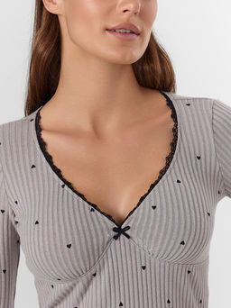 Комплект домашний женский серый с сердечками - Mark formelle фото 4