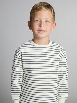 Bisiklet Yaka ?izgili Erkek ?ocuk Sweatshirt