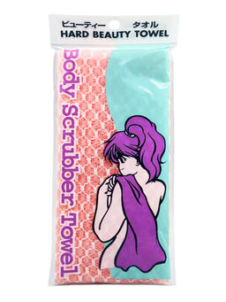 Bath Towel Мочалка-полотенце для душа с пилинг-эффектом / Chessboard Long Exfoliating Towel, жесткая, розовый