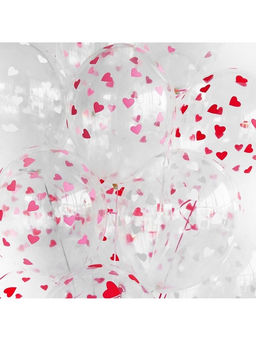 Воздушные шары латексные 14" Сердца белые, 25 шт., шелкография