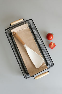 Ложка для мультиварки молочный силикон+нейлон, ручка из бука - Denastia фото 3