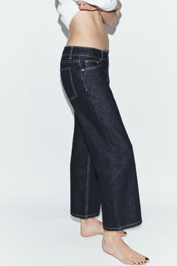 JEANS TRF WIDE LEG CROPPED TIRO BAJO / Marino oscuro - Zara фото 4