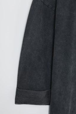 Antrasit Y?kamal? %100 Pamuk Duble Kol Asimetrik Boyfriend Orme T-Shirt TWOSS20TS0828