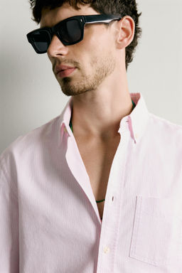 CAMISA REGULAR FIT ESTRUCTURA OXFORD / Rosa / Blanco - Zara фото 6