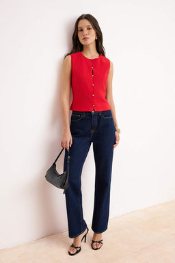 K?rm?z? Dugme Detayl? Onu Dikisli Dokuma Bluz TWOSS26BZ00412