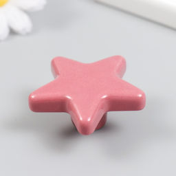 Фурнитура для шкатулки, ручка «Звёздочка», керамика, металл, розовый, 4.9×4.9×2.2 см