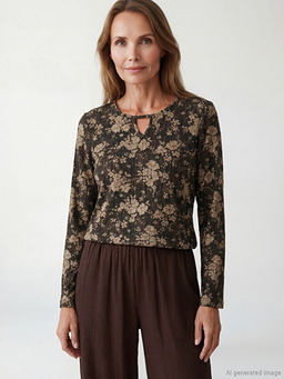 Bisiklet Yaka ?i?ekli Bluz