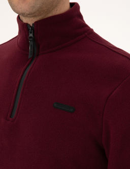 Bordo Regular Fit Yar_m Fermuarl_ Polar Sweatshirt