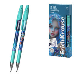 Цена за 12 шт. Ручка гелевая сo стираемыми чернилами ErichKrause R-301 Magic Gel Stick Aquamarine 0.5, цвет чернил синий (в коробке по 12 шт.)