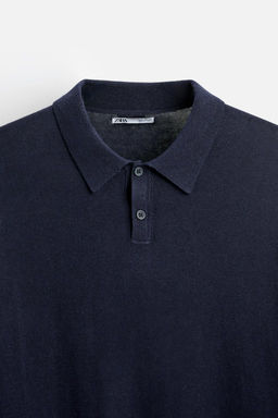 COTTON/SILK KNIT POLO SHIRT - Zara фото 7