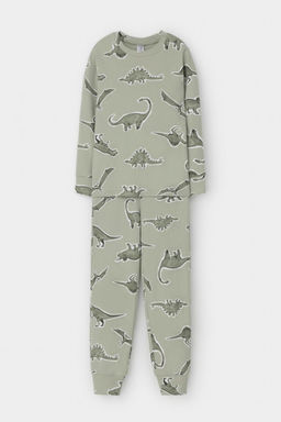 Crockid _ К 1552/шалфей,дино рисунки пижама дет