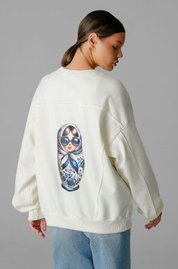 Арт. 15124 Свитшот женский Матрешка оверсайз 44-50 (4 шт) Цвет:молочный - Калинка фото 21