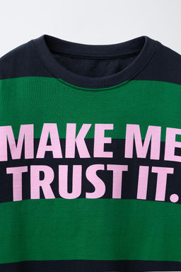 HEAVYWEIGHT STRIPED TEXT T-SHIRT - Zara фото 3