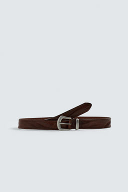 VINTAGE-EFFECT LEATHER BELT - Zara фото 4