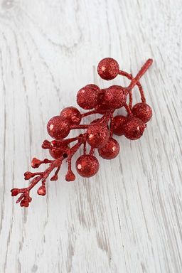 Ягоды на веточке с пайетками (10 веточек) SF-2328, красный - Больше подарков фото 2
