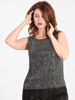 Топ с пайетками серебро - Almond фото 3