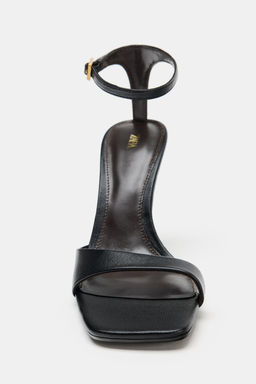 SANDALIA TAC?N ASIM?TRICA PIEL / Negro - Zara фото 3