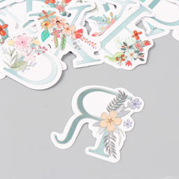 Наклейки для творчества Цветочный алфавит, тиснение серебро, набор 33 шт., 9?7?0.8 см