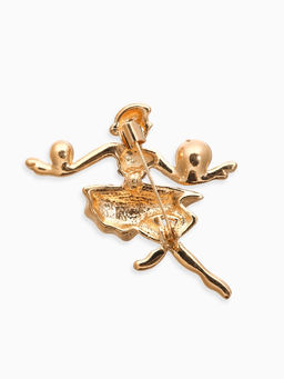 Цена за 2 шт. Брошь Балерина с мячами, цвет белый в золоте