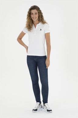Женская белая базовая футболка с воротником-поло Неожиданная скидка в корзине - U.s. polo assn фото 4