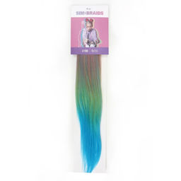 SIM-BRAIDS Канекалон трёхцветный, гофрированный, 65 см, 90 гр, цвет голубой/зелёный/розовый(#FR-24) - Queen fair фото 3