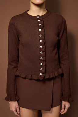 Kahverengi Dugme Detayl? Yumusak Dokulu Triko H?rka TWOAW26HI00038