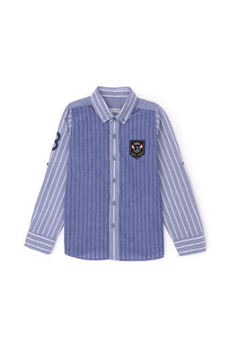 Темно-синяя рубашка с длинным рукавом для мальчика