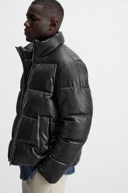 LEATHER EFFECT PUFFER JACKET - Zara фото 5
