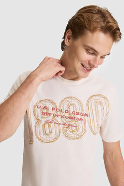 Erkek Krem Regular Fit Bisiklet Yaka Ti__rt - U.s. polo assn фото 2