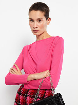 Bisiklet Yaka D?z Uzun Kollu Kad?n Ti??rt