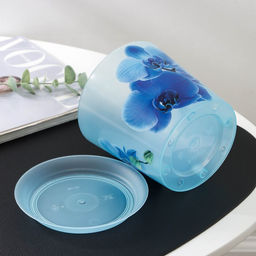 Цена за 2 шт. Горшок для орхидей с поддоном IDEA «Деко», 1.2 л, пластиковый, голубой