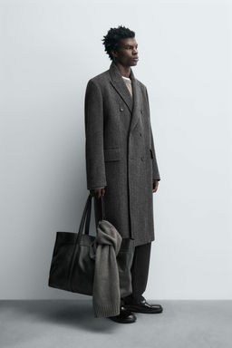 LIMITED EDITION WOOL BLEND HERRINGBONE DOUBLE-BREASTED COAT - Zara фото 4