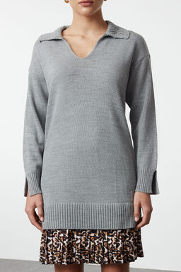 TRENDYOLMILLA Koyu Gri Mini Triko Garnili Elbise TWOAW25EL00061 фото 4