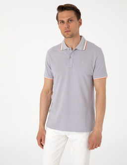 A__k Gri Slim Fit %100 Pamuk Polo Yaka Ti__rt