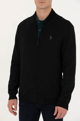 U. S. Polo Assn Мужской черный вязаный кардиган с воротником стойкой - U.s. polo assn фото 13