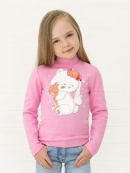 Джемпер-водолазка розовая зайка 645п (80, 52)