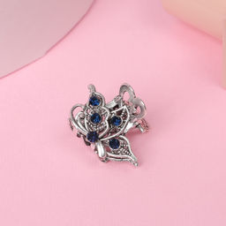 Цена за 6 шт. Крабик для волос «Синий туман», крыло бабочки, 2.5 см, серебро