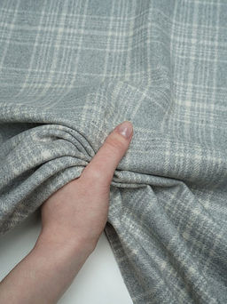 Шерсть пальтово-костюмная Твид Клетка цв.белый на св.сером, ш.1.5м, шерсть-60%, п/э-40% - Купава фото 16