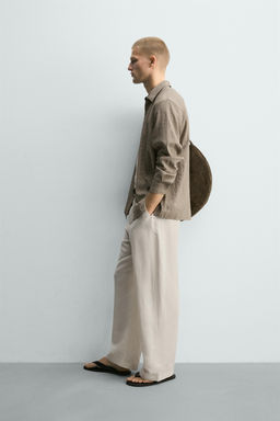 CAMISA RELAXED FIT EFECTO ARRUGADO / Beige - Zara фото 4
