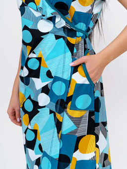 Халат женский, цвет голубой горчичный