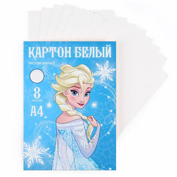 Цена за 3 шт. Картон белый, А4, 8 листов, мелованный, односторонний, в папке, 210, г/м², «Сестры»