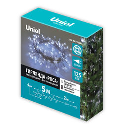 ULD-S0500-125/DTA WHITE IP20 DEWDROP Гирлянда светодиодная Роса, 5м. 125 светодиодов. Белый свет. Провод прозрачный. ТМ Uniel - Volpe фото 12